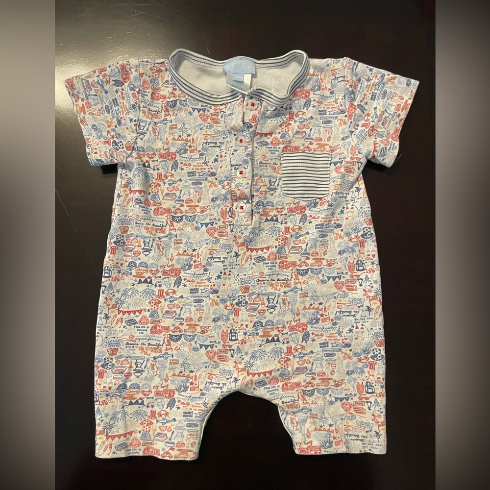 Joy Street Romper USA 4th of July print